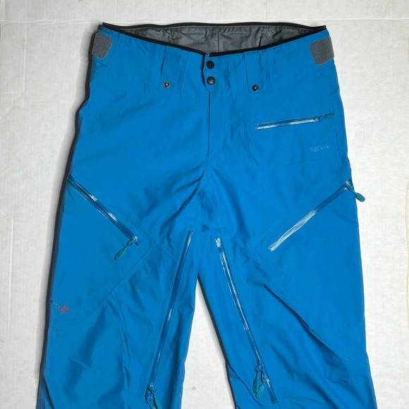 Norrona Too Blue Insulated Angled Zippers Adjustable Narvik Dri3 Ski Snow Pants - Picture 3 of 8